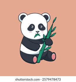 Panda eat fresh bamboo very cute