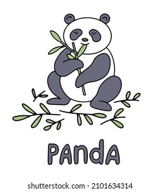 Panda isst Bambus Farbe Vektorgrafik.