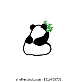 Panda eating bamboo leaf from behind. Can use for logo, mascot, or icon