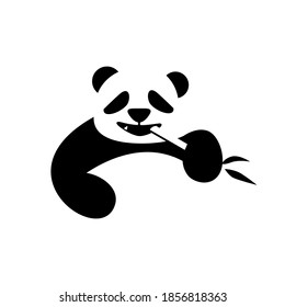 Panda Comer Bambú Logotipo de espacio negativo