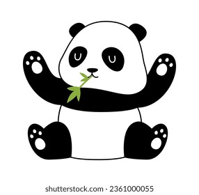 Ilustración de vectores de bambú de consumo de panda