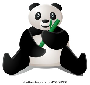 Panda eating a bamboo vector illustration
