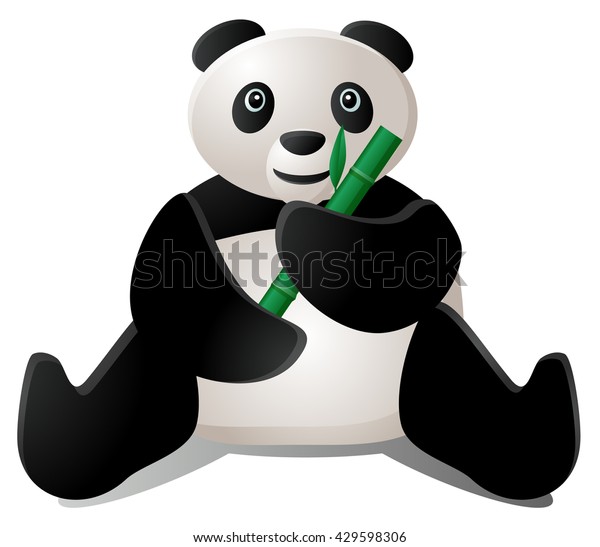 Panda Eating Bamboo Vector Illustration Stock Vector Royalty Free