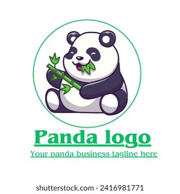 Panda eating grass logo panda logo design