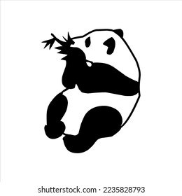 panda come hierba con fondo blanco