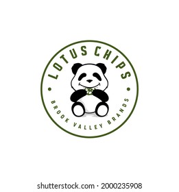 Panda eating, logo inspiration, chips, cute, cartoon, cookie