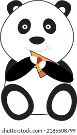 panda eating pizza flat design