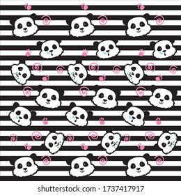 panda element seamless pattern vector