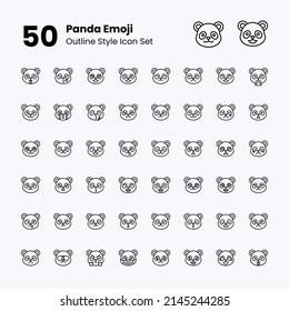 panda emoji character face outline style icon set