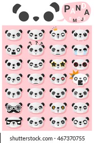 Panda Emoji Icons , Vector , Illustration