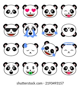 Panda Emoticon Set Isolated On White Stock Vector (Royalty Free ...