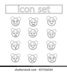 panda emotion icon set illustration design