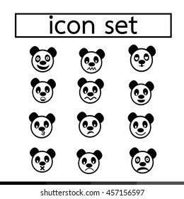 panda emotion icon set illustration design