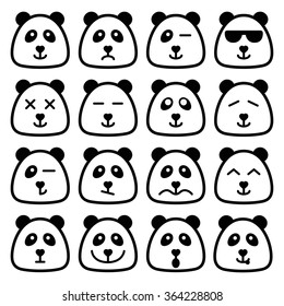 Panda Emotional Emoji Square Flat Faces Icon