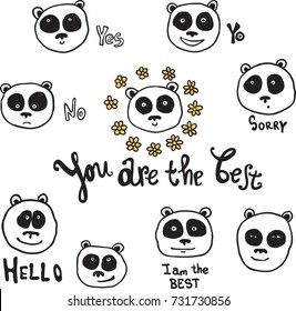 panda emotional emoji square flat faces icon