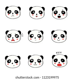 Panda Emotions Vector Set Nine Images Stock Vector (Royalty Free ...