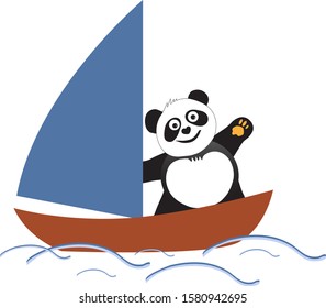 Panda is engaged in sailing. Isolate on a white background.
Bear panda athlete sailing in summer competitions. Vector illustration