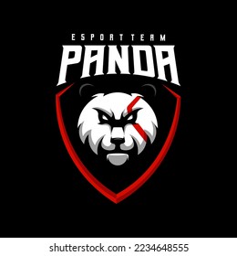 Logo-Design-Vektorgrafik von Panda für Teamsport und Gaming