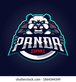 Panda esport mascot logo design vector with modern illustration concept style for badge, emblem and t-shirt printing. Angry panda for gaming