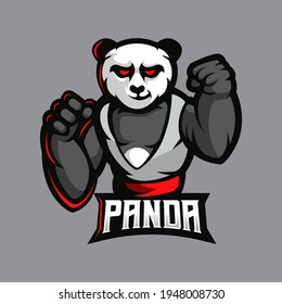 Panda e-Sport Mascot Logo Design Illustration Vector	