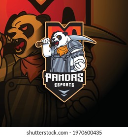 Panda esport mascot logo illustration