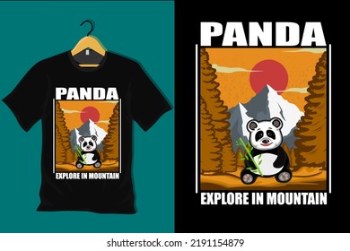 Panda Explorez-vous dans Mountain Retro Vintage T Shirt Design