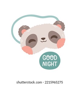 Panda Eye Mask Vector Sleeping Night Accessory Relax Rest In Traveling Illustration Isolated Sleep Mask Vector