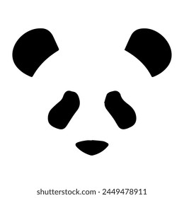 Panda face with black eyes, nose, and ears in vector style for tattoo or minimalist abstract white wall
