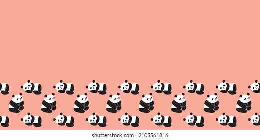 Panda Körper-Rahmen-Grenze Nahtlose Muster. Vektorgrafik. Gut zum Geburtstag, Party, Geschenkverpackung, Tapete, Textilien und Scrapbook 