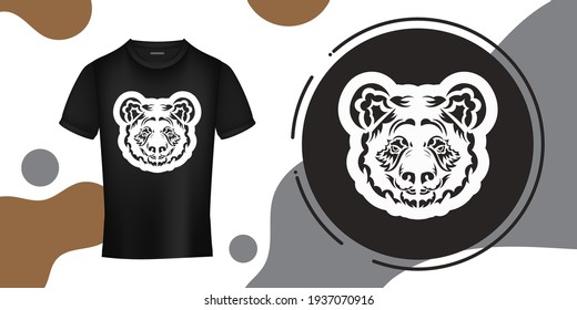 Panda face contour print. Good covers, fabrics, postcards and printing. Vector illustration.