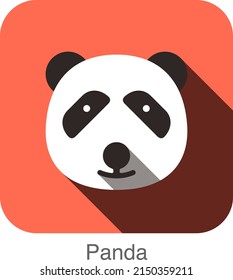 panda face flat icon design. Animal icons series.