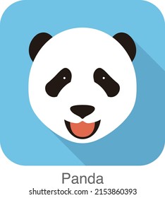 panda face flat icon design. Animal icons series, vector illustration