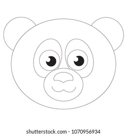 Panda face funny cartoon. Outlined colorless illustration with thin line black stroke