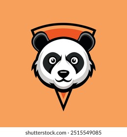 Panda Gesicht Gaming Logo Design Orange