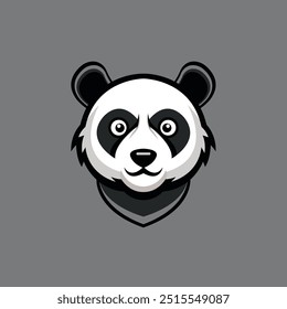 Panda face gaming logo design gray