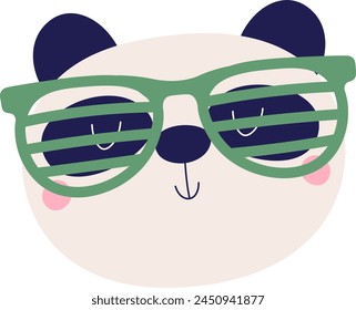 Panda Face With Glasses Vector Illustration