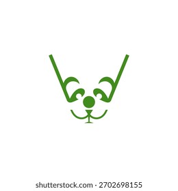 Combinação de design de rosto de panda e logotipo de golfe.