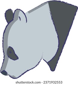 Panda face hand drawn vector illustration