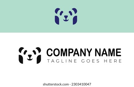 Panda face icon logo, Cute Panda baby logo
