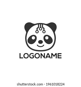 Panda face icon. Techno panda design vector