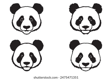 Vector Panda Face Icon EPS 4 Set.