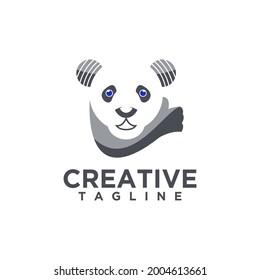 Panda face logo design vector template