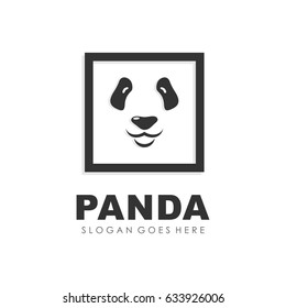 Panda face logo design vector