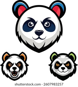 Panda face logo vector illustration 