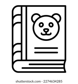 Panda face on book, vector design of animal book in trendy style