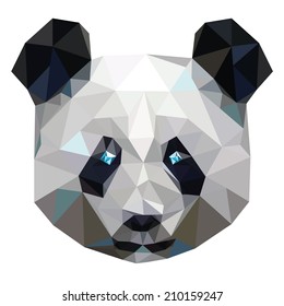 panda face painted stylish triangles, vector illustration