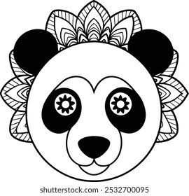 Panda Face with Simple Mandala Patterns Around | Cute Animal Mandala Design

