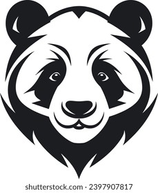 Panda face vector black illustration