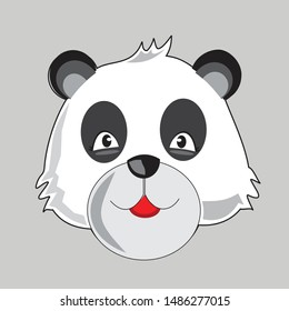 panda face vector with grey background