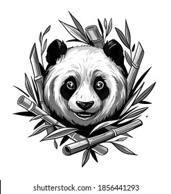 Panda face. Vector illustration, print design